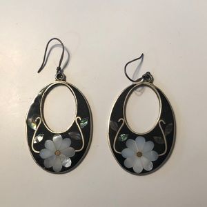 Vintage Sterling silver cloisonné earrings
